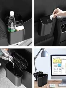 This Mini Car Trash Can With A Lid Is Made Of ABS Material, Has A Leak-Proof Design, Comes With A Trash Bag, And Is Suitable For Most Vehicles.Garbage Bin, Car