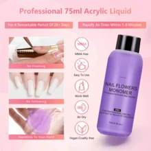 Acrylic Nail Kit ,Clear White Pink 28g*3 Acrylic Powder And 75ml Liquid Set Brush Forms Cuticle Oil Pen Top& Base Coat Tools Manicure Nails Kit Acrylics Set For Beginners Gifts DIY Salon Home - Bộ móng Acrylic - Xem 2
