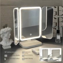 1件/套 2个三折化妆镜,上下左右可调节,3种照明模式,1倍/2倍/3倍放大倍率,可拆卸支架,便携式LED旅行化妆镜,可调光,智能触控屏,USB充电,高清化妆镜,适合作为生日、情人节、母亲节、感恩节送给女性的礼物。 - 彩色 - 查看 9