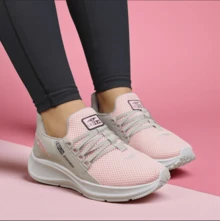 KIT 2 PARES Tênis ROSA/CINZAROSA Feminino – Confortáveis, Anatômicos e Leves, Ideais para Caminhada, Corrida e Academia 34–39 Tênis color - REF01 ROSA/CINZAROSA - Visão 8