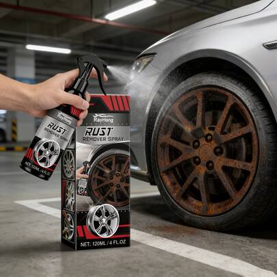 120ml 車輪錆取りクリーナー 強力去汚 磨き＆コーティング ホイール洗浄スプレー 車・バイク用 簡単施工で保護膜形成