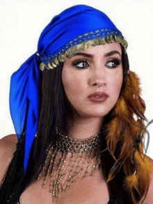 1 chiếc khăn trùm đầu múa bụng chủ đề cướp biển Bohemia - Màu đen với sequin và hạt cườm vàng & cam, có thể giặt tay, phụ kiện mũ dân gian cho các buổi biểu diễn múa, tiệc hóa trang và các sự kiện văn hóa. - Nhiều màu - Xem 4