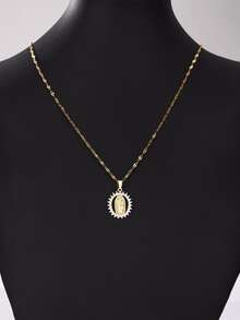 1pc Stainless Steel Virgin Mary Pendant Necklace With Cubic Zirconia, Religious Jewelry, Children's Jewelry - Gold - View 3