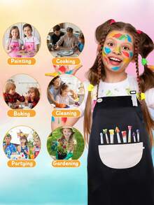 Adjustable Children's Art Apron Set - Waterproof Smock With Pockets, Suitable For Kids' Crafts, Painting, Baking And Cooking - Multicolor - View 5