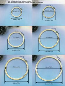 1 pieza Kit de bordado de bambú, hilos de bordar, aro de bordado, accesorios de costura DIY - Albaricoque - Ver 9