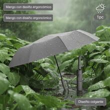 Paraguas automático de mango con diseño de gancho, resistente a prueba de viento y lluvia de 10 varillas (3+3) con protección UV, fácil de llevar, adecuado para uso diario en el hogar o como regalo, regalos de Navidad. - pesimista - Ver 6