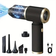7-In-1 Portable Wireless Vacuum Cleaner With Blowing Function, Strong Suction, Suitable For Home, Office And Pet Hair Cleaning, Travel Essential With Multiple Accessories - Black - View 14