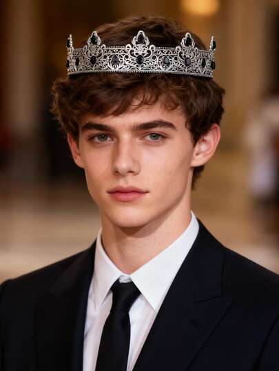 1Pc Silver King Crown For Men Decoration For Birthday Prom Party Costume Wedding Halloween Father's Day Gift For Men Father Husband Friend