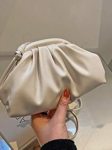 Mini Women's Cloud Shoulder Bag, Korean Fashion Crossbody Bag, Lipstick Pouch - Beige - View 3