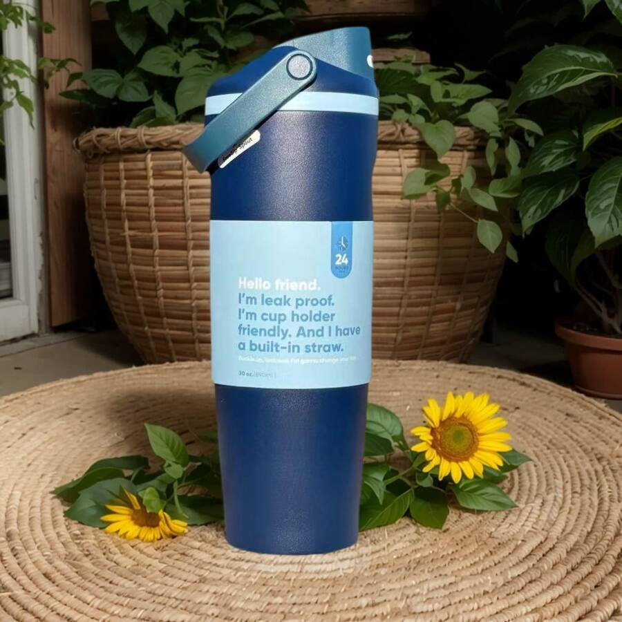 0'wal'aa 30oz Stainless Steel Insulated Mug/Coffee Mug/Car Mug - Convenient And Portable Multi-Functional Water Bottle - Perfect For Cars, Homes, Work And Travel, Suitable For Drinking Hot And Cold Beverages, Easy To Clean, Double-Necked Bottle, Suitable For Home/Office/Gym. - 青碧色 - 查看 1