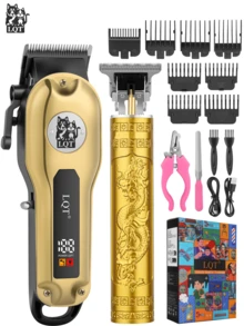 LQT 狗狗电动理发器套装 | 家用狗狗理发器 | 低噪音低震动，不伤皮肤 | 可修剪脚毛、脸部及全身毛发 | 配备宠物指甲钳 | 新手友好型套装，圣诞节宠物主人必备 - 金色 - 查看 8