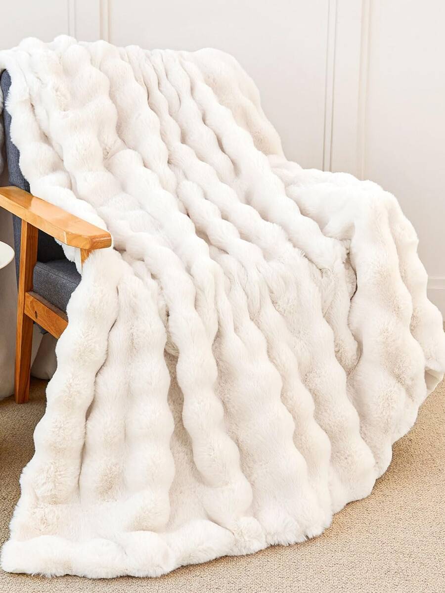 1件白色浅蓝色黑色棕色扎染仿兔毛绒毯，柔软保暖，奢华风格，多用途披毯，易于打理，轻便百搭，多种颜色和尺寸可选，奢华蓬松长绒毯，柔软舒适，适用于客厅、卧室和沙发，居家必备，宿舍床上用品，家居必备，可机洗，冬季必备毯子。 - 彩色 - 查看 1