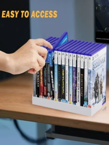 1/2/3/4 Pcs High Density ABS Game Disc Storage Rack - Holds Up To 16 Discs, Modular Stackable Design, Compatible With PS3/X Series/Switch; Compact Vertical Stand For Game Collections, Bookshelves, Desktops And Entertainment Areas - White - View 7