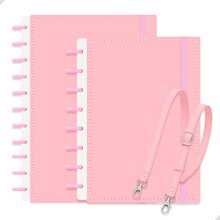 Set Of 2 Smart Notebooks A4 B5 11 And 8 Discs With Handle Creative Design Cute Stationery Organization School Study For Girls Back To School - HOA HỒNG - Xem 1