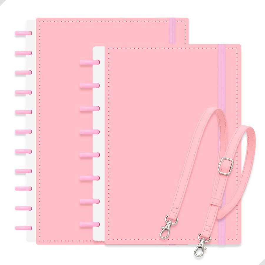 Set Of 2 Smart Notebooks A4 B5 11 And 8 Discs With Handle Creative Design Cute Stationery Organization School Study For Girls Back To School - HOA HỒNG - Xem 1