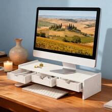 1pc 2-Tier 3-Drawer Ergonomic Desktop Computer Riser, Monitor Stand, Laptop Stand - A - View 5
