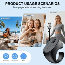 Wireless Remote Control Ring Suitable For Short Video On Mainstream Social Media Platforms, Compatible With IPhone/Android Phones, Can Be Used As Phone Camera, Hands-Free Scrolling Shooting, Comes With Charging Case, Can Be Used As Photo Controller, Selfie Tool, Slider Remote Control, Built-In 40mAh Battery