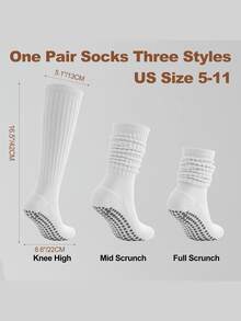 3 Pairs Women's Loose Pilates Socks, Non-Slip Yoga Socks, Long Ankle Socks, Suitable For Sports And Ballet Shaping - Regular Model - View 2
