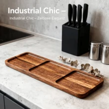 1 pieza Tabla de queso/bandeja de servir de madera de alta calidad, plato multiusos para sushi, postres, aperitivos, pan, pasteles, bebidas, velas, decoración del hogar, utensilios de cocina, adecuado para todas las estaciones, picnics - Marrón - Ver 8