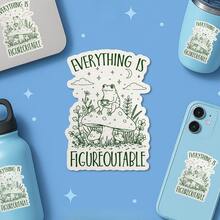 Everything Is Figureoutable Sticker, Mental Health, Retro Frog, Motivation Stickers Waterproof Vinyl Stickers Die-Cut Laptop - Multicolor - View 1