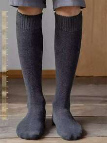 1/3 Pairs Of Men's Calf Socks,Plush Lined Snow Socks Towel Socks,Knee-High Socks With Moisture Wicking & Odor Control, Thickened And Plush Super Thick Socks, Men's Long Socks, Solid Business Men's Socks, Warm And Soft,Suitable For Autumn And Winter Seasons