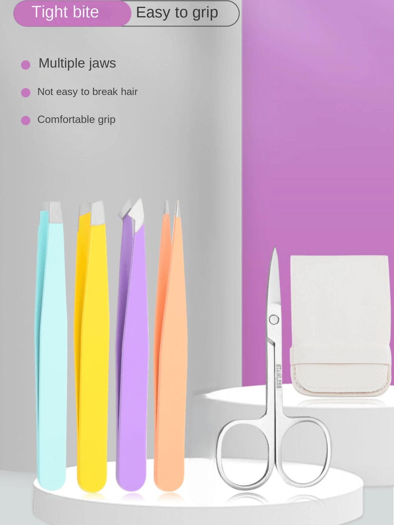 Makeup Artist Recommended Precision Eyebrow Tweezers Set, Stainless Steel Eyebrow Hair Removal Clip Plier Tool Kit - Multicolor - View 1