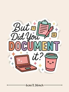 Adesivo Engraçado e Sarcástico de Humor de Escritório À Prova d'Água, Adesivo Recortado para Presente de Caderno e Laptop - Multicolorido - Visão 2
