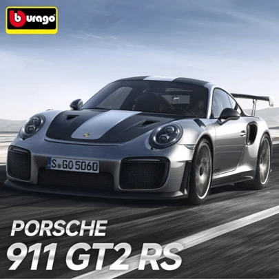  Burago 1:64 911 GT2 RS 跑车模型，合金压铸玩具车，收藏礼品