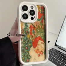 Watercolor Christmas Decorations Patterned Soft Silicone Phone Case For IPhone 17 16 15 14 13 12 11 Pro Max Plus Air X XS, For Samsung S21S22/23/24/25/A13/14/15/17/33/35/54/NOTE20 Christmas And Valentine's Day Gifts, Gifts For Boyfriends And Girlfriends, Family Members - 酒紅色 - 查看 3