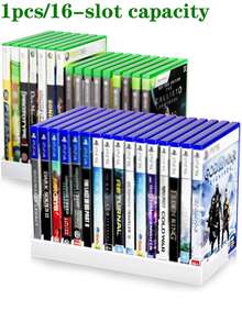 1/2/3/4 Pcs High Density ABS Game Disc Storage Rack - Holds Up To 16 Discs, Modular Stackable Design, Compatible With PS3/X Series/Switch; Compact Vertical Stand For Game Collections, Bookshelves, Desktops And Entertainment Areas - White - View 2