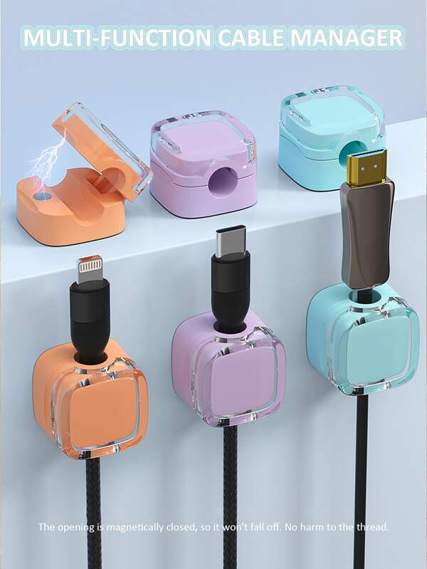 12 PIEZAS Clips magnéticos autoadhesivos, organizador de cables multiescena para escritorio/coche/mesita de noche, soporte de gestión de cables USB/de alimentación para el hogar y la oficina