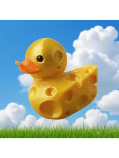 可爱的奶酪小鸭摆件！3D打印黄色趣味小鸭子摆件 - 超萌桌面/置物架家居装饰品及礼物