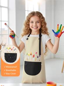 Adjustable Children's Art Apron Set - Waterproof Smock With Pockets, Suitable For Kids' Crafts, Painting, Baking And Cooking - Multicolor - View 8