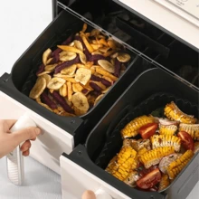 1/2/3pcs Reusable Silicone Air Fryer Liners, Rust-Proof Easy To Clean Multi-Functional Kitchen Accessory, Heat-Resistant Silicone Tray, Universal For Air Fryer, Oven, Frying Pan, Suitable For Outdoor Cooking, Baking And Cake Making Kitchen Tool - Multicolor - View 5