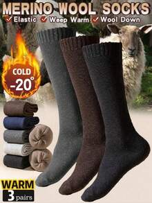 20 Pairs Men's Thick Wool Crew Socks, Winter Socks, Thermal Socks, Ski Socks, Cycling Socks, Outdoor Sports Socks, Suitable For Christmas/Thanksgiving/New Year Gifts, Comfortable Daily Life And Sports Socks [1/3/4/5/8/10/20 Pairs]