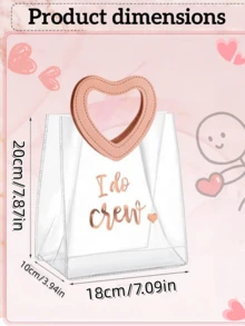 Personalized Clear Heart Handle Tote Bag – Custom Name Valentine's Day Gift, Reusable Kids Party Favor Bag, Bridesmaid Proposal, Bridal Shower & Baby Shower Gift. - Multicolor - View 3