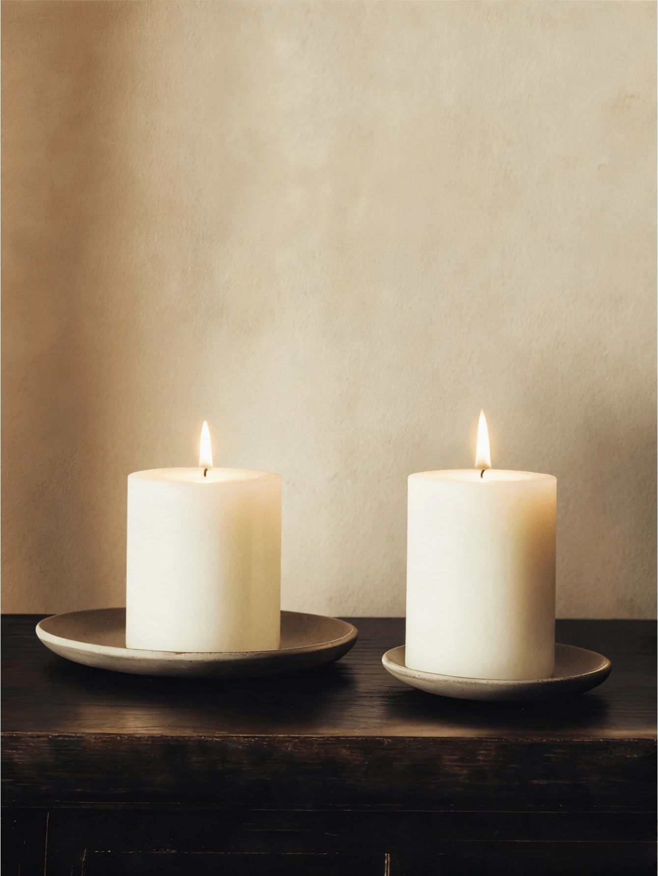 象牙白圆柱形蜡烛，多种尺寸可选，桌面装饰，氛围蜡烛，婚礼装饰，情人节礼物 - 白色-圓柱蠟燭 - 查看 1