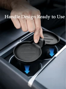 Tesla Silicone Cup Holder Liner | Adjustable Position, Non-Slip Base, Full Set Fits Center Console Slot, Compatible With Model Y 2025 (2024-2025) And Model 3 - Multicolor - View 5