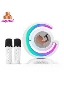 Altavoz inalámbrico con Bluetooth para Karaoke, minicaja con micrófono Dual de música, función de cambio de sonido, disco TF/u, superventas, YS110 - Blanco - Ver 1