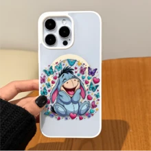 Disney.Eeyore Patterned Phone Case Decorated With Hearts And Butterflies. Compatible With IPhone 17, 16, 15, 14, 13, 12, And 11 Pro Models. Made Of TPU With Shockproof Protection. It's A Perfect Gift For Family, Friends, Birthdays, Spring Festival, Holidays, Boyfriends, Girlfriends, And Valentine's Day. - 白色 - 查看 2
