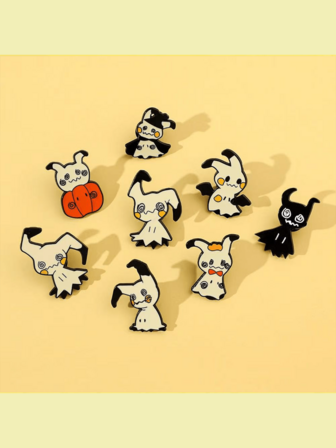 Broche ciego personalizado de personaje de dibujos animados Pokémon popular, accesorio de insignia de metal de la mascota Mimikyu, diseño lindo, regalo pequeño y versátil, coleccionable de curación
