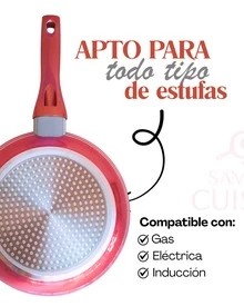 BATERIA DE COCINA ELIZABETH CON RFECUBRIMIRNTO DE CERAMICA PREMIUM Y TAPAS IRROMPIBLES 16 PIEZAS, APTO PARA TODO TIPO DE ESTUFAS GAS, ELECTRICA, INDUCCIÓN Y VITROCERAMICA, OLLA PARA CALDOS, SARTEN PARA HUEVOS, SALETAR VERDURAS, ARROZ Y PERFECTO PARA BISTEC, PESCADO Y MÁS - Rojo y blanco - Ver 4