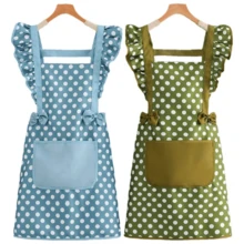 1pc Women's Cotton Apron With Large Pockets - Fashionable Polka Dot Design, Suitable For Cooking, Nail Salons And Coffee Shop Uniforms - Multicolor - View 9