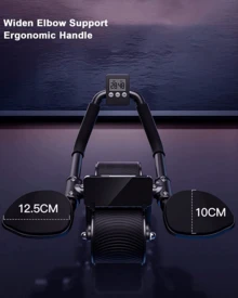 Ab Roller Wheel   Workout Abdominal Fitness Wheel For Core Muscles Training Automatic Rebound Ab Roller With Timer Ergonomic Design - màu đen - Xem 2