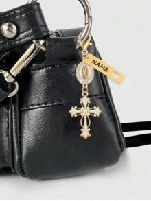 Personalized Christian Cross Keychain, Engraved With Your Name, Decorated With Pearls And Diamonds - Cross Keychain, Bag Charm, Cross Pendant, Wallet Backpack Decor, Earphone Case Accessory, Keyring Decoration - Multicolor - View 5