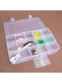 1pc 6/10/12/14/18/20/24/28/30/45/56 Grid 3 Layer Transparent Plastic Jewelry Box, Bead Craft Organizer Storage Box, Multi-Functional Desktop Storage Box, Christmas Halloween Gift