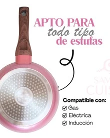 Batería Tanya 10 piezas recubrimiento de cerámica premium y tapas irrompibles, No se pega la comida, Incluye olla de 7.2 L perfecta para caldos, sartén wok 28 cm perfecto para guisos o saltear verduras, arrocera 28 cm perfecta para arroz, sartén de 26 cm con tapa y sartén 20 cm para huevos y comal rectangular para tortillas, milanesas y más - Rosa - Ver 4