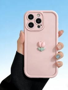 1pc DIY Flower Macaron Mobile Phone Case, Suitable For Samsung Galaxy S25, S24, S24 Plus/S24+, S24 Ultra, S24 FE, S20, S21, S22, S23 And 11/11 Pro/11 Pro Max, 12/12 Pro/12 Pro Max, 13/13 Pro/13 Pro Max, 14/14 Pro/14 Pro Max, 15/15 Pro/15 Pro Max, 16/16 Pro/16 Pro Max, 16E, Silicone Case With Grip And Military Shockproof Protection - Pink - View 1