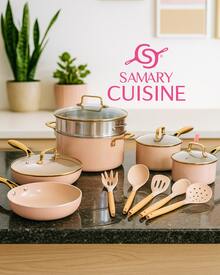 Bateria de ceramica Dore 15 piezas, apto para todo tipo de estufas, tapas de vidrio templado. lleva de regalo 5 utensilios de silicona, apto para todo tipo de estufas como gas, eléctrica, inducción y vitrocerámica. También apta para el horno. Incluye olla vaporera, Pocillos y sartenes - Albaricoque - Ver 1