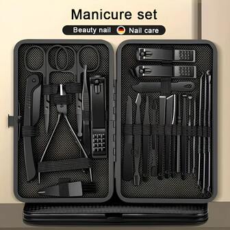 Manicure Nail Clippers Pedicure Set - Stainless Steel Manicure, Professional Grooming Kit, Nail Care Tools With Luxurious Travel Case